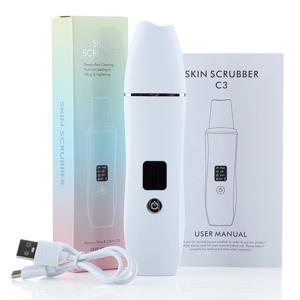 Ultrasonic Skin Scrubber Peeling Blackhead Remover Machine EMS Deep Face Cleaning Ultrasonic Ion Acne Pore Cleaner Facial Shovel